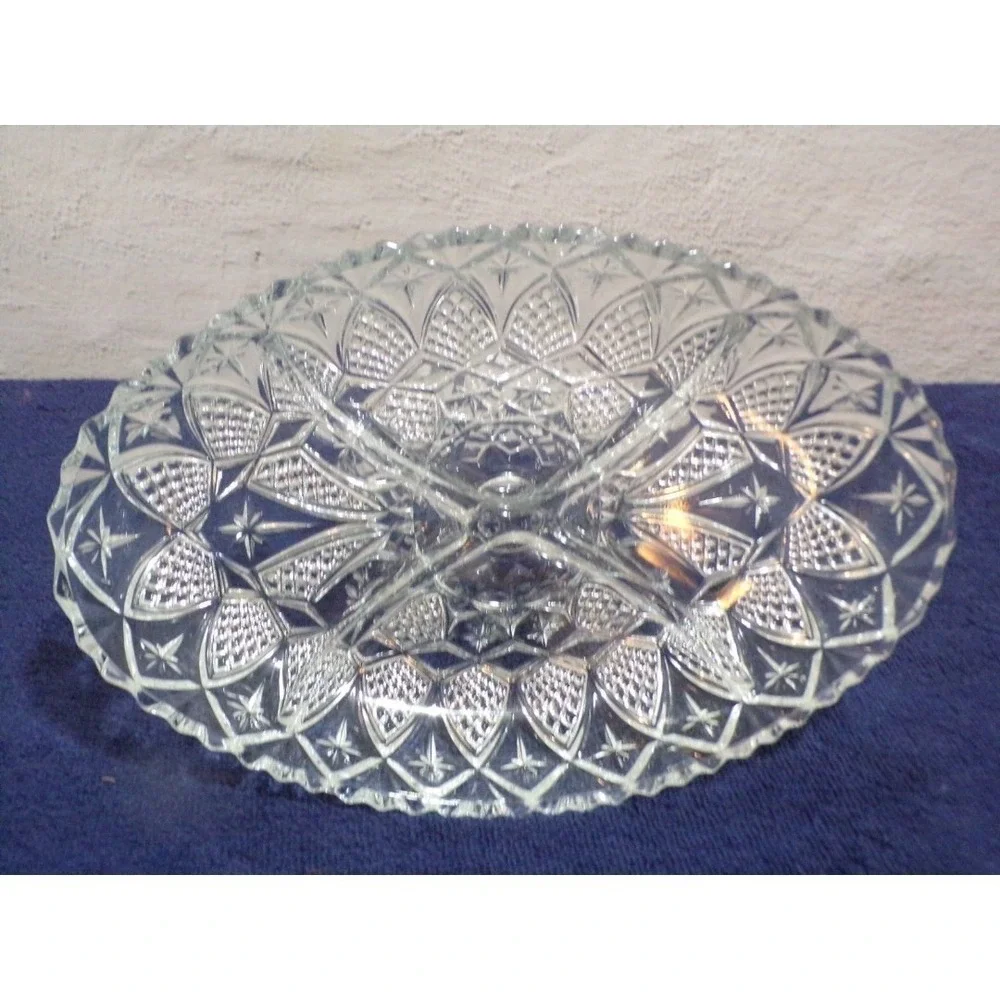 Vintage Oval Mayell Queen Anne Relish Tidbit Divided Dish on Pedestal
